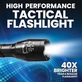 Taclight Flashlight with 5 Zoom 40X Brighter Weather Proof Flashlight