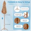 6.5 Feet Thatched Tiki Umbrella with Foldable Stand Push Button Tilt