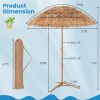 6.5 Feet Thatched Tiki Umbrella with Foldable Stand Push Button Tilt