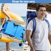 Folding Beach Chair Set of 2 for Adults, 4 Position Portable Backpack Foldable Camping Chair with Headrest Cup Holder and Wooden Armrests, Blue