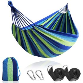 Outdoor Garden Camping Hammock With Straps;  Durable Hammock Holds (Color: Blue)