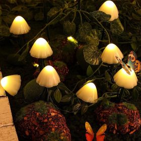 LED Outdoor Solar Garden Lights Waterproof Mushroom String Lawn Lamps Cute Fairy Light Landscape Lamp Path Yard Lawn Patio Decor (Emitting Color: Warm white)