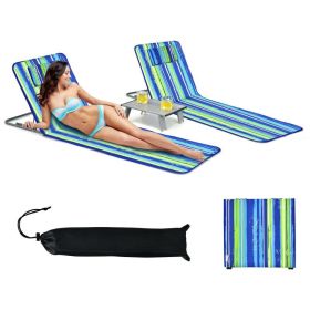 Outddoor Adjustable 3-Piece Beach Lounge Chair Mat Set (Color: Stripe)